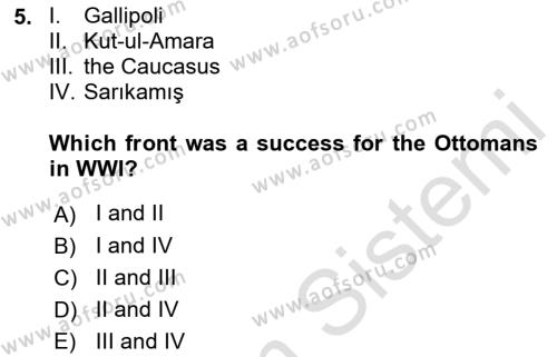 Principles Of Ataturk And The History Of Turkish Revolution 1 Dersi 2021 - 2022 Yılı Yaz Okulu Sınavı 5. Soru