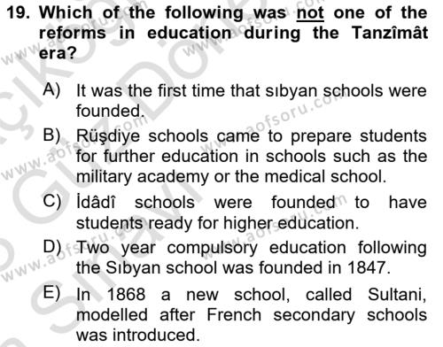 Principles Of Ataturk And The History Of Turkish Revolution 1 Dersi 2022 - 2023 Yılı (Vize) Ara Sınavı 19. Soru