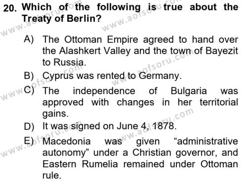 Principles Of Ataturk And The History Of Turkish Revolution 1 Dersi 2022 - 2023 Yılı (Vize) Ara Sınavı 20. Soru