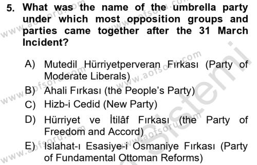 Principles Of Ataturk And The History Of Turkish Revolution 1 Dersi 2022 - 2023 Yılı Yaz Okulu Sınavı 5. Soru