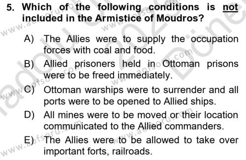 Principles Of Ataturk And The History Of Turkish Revolution 1 Dersi 2023 - 2024 Yılı (Final) Dönem Sonu Sınavı 5. Soru
