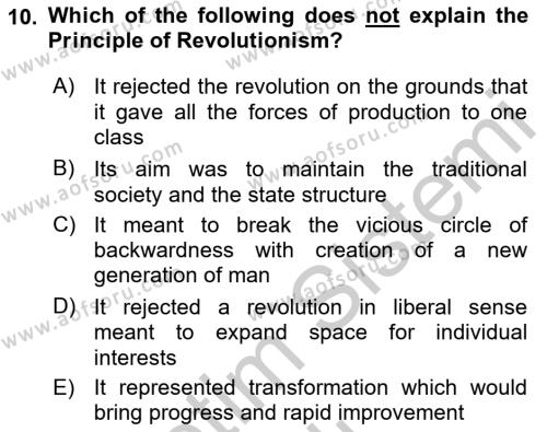 Principles Of Ataturk And The History Of Turkish Revolution 2 Dersi 2018 - 2019 Yılı Yaz Okulu Sınavı 10. Soru