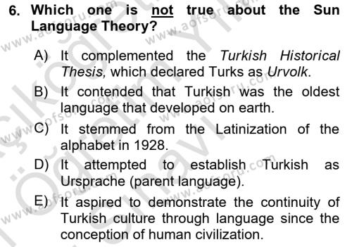 Principles Of Ataturk And The History Of Turkish Revolution 2 Dersi 2020 - 2021 Yılı Yaz Okulu Sınavı 6. Soru