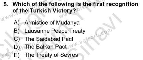 Principles Of Ataturk And The History Of Turkish Revolution 2 Dersi 2021 - 2022 Yılı (Vize) Ara Sınavı 5. Soru