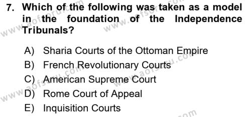 Principles Of Ataturk And The History Of Turkish Revolution 2 Dersi 2021 - 2022 Yılı (Vize) Ara Sınavı 7. Soru
