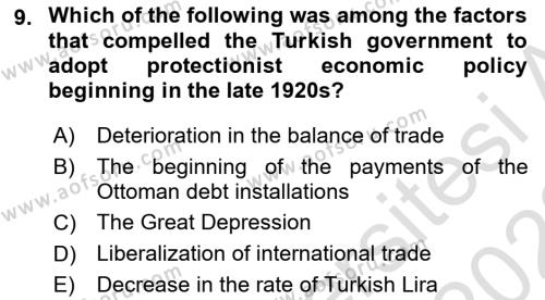 Principles Of Ataturk And The History Of Turkish Revolution 2 Dersi 2021 - 2022 Yılı (Vize) Ara Sınavı 9. Soru