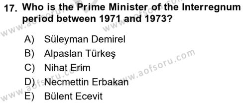 Principles Of Ataturk And The History Of Turkish Revolution 2 Dersi 2021 - 2022 Yılı (Final) Dönem Sonu Sınavı 17. Soru