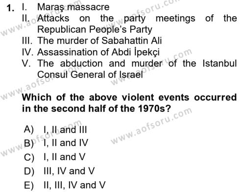 Principles Of Ataturk And The History Of Turkish Revolution 2 Dersi 2021 - 2022 Yılı Yaz Okulu Sınavı 1. Soru