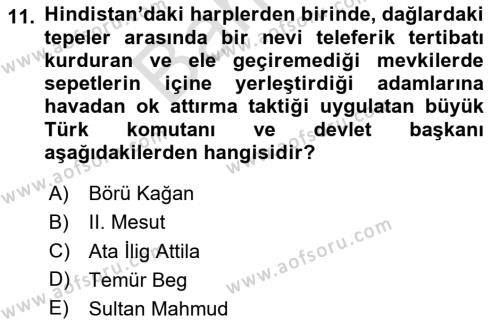 Türk Kültürü Ve Tarihine Giriş Dersi 2023 - 2024 Yılı (Final) Dönem Sonu Sınavı 11. Soru