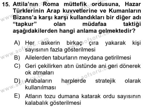 Türk Kültürü Ve Tarihine Giriş Dersi 2023 - 2024 Yılı (Final) Dönem Sonu Sınavı 15. Soru