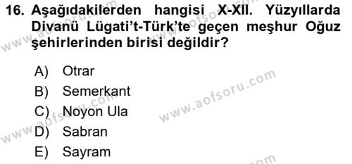 Türk Kültürü Ve Tarihine Giriş Dersi 2023 - 2024 Yılı (Final) Dönem Sonu Sınavı 16. Soru