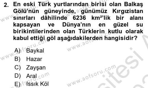 Türk Kültürü Ve Tarihine Giriş Dersi 2023 - 2024 Yılı (Final) Dönem Sonu Sınavı 2. Soru