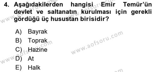 Türk Kültürü Ve Tarihine Giriş Dersi 2023 - 2024 Yılı (Final) Dönem Sonu Sınavı 4. Soru