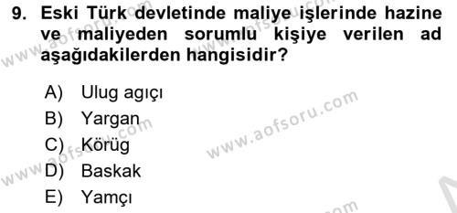 Türk Kültürü Ve Tarihine Giriş Dersi 2023 - 2024 Yılı (Final) Dönem Sonu Sınavı 9. Soru