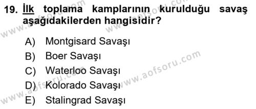 Yakınçağ Avrupa Tarihi Dersi 2022 - 2023 Yılı (Vize) Ara Sınavı 19. Soru