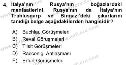 Yakınçağ Avrupa Tarihi Dersi 2022 - 2023 Yılı (Vize) Ara Sınavı 4. Soru