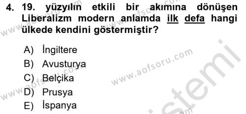 Yakınçağ Avrupa Tarihi Dersi 2022 - 2023 Yılı Yaz Okulu Sınavı 4. Soru