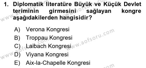 Yakınçağ Avrupa Tarihi Dersi 2024 - 2025 Yılı (Vize) Ara Sınavı 1. Soru