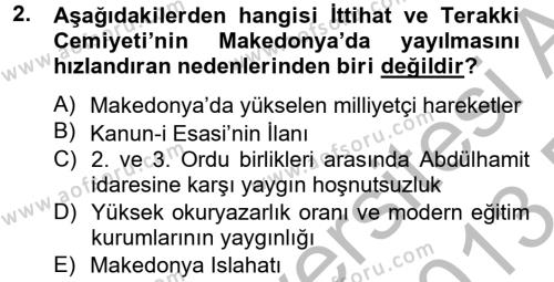 Türkiye Cumhuriyeti Siyasî Tarihi Dersi 2012 - 2013 Yılı (Final) Dönem Sonu Sınavı 2. Soru