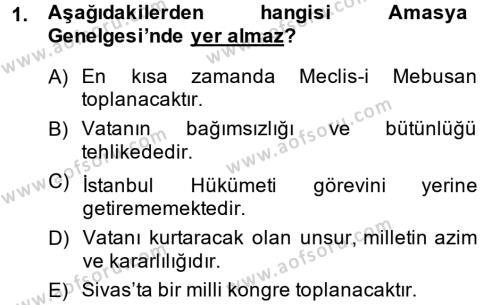 Türkiye Cumhuriyeti Siyasî Tarihi Dersi 2013 - 2014 Yılı (Final) Dönem Sonu Sınavı 1. Soru