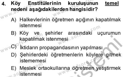 Türkiye Cumhuriyeti Siyasî Tarihi Dersi 2013 - 2014 Yılı (Final) Dönem Sonu Sınavı 4. Soru