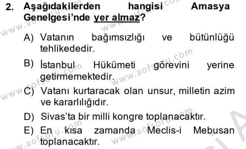 Türkiye Cumhuriyeti Siyasî Tarihi Dersi 2013 - 2014 Yılı Tek Ders Sınavı 2. Soru