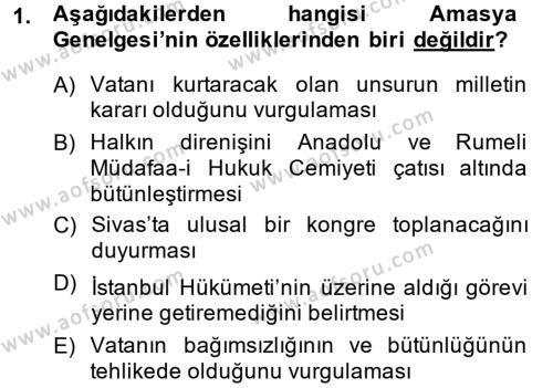 Türkiye Cumhuriyeti Siyasî Tarihi Dersi 2014 - 2015 Yılı (Vize) Ara Sınavı 1. Soru