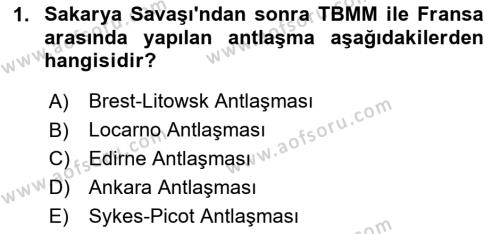 Türkiye Cumhuriyeti Siyasî Tarihi Dersi 2020 - 2021 Yılı Yaz Okulu Sınavı 1. Soru