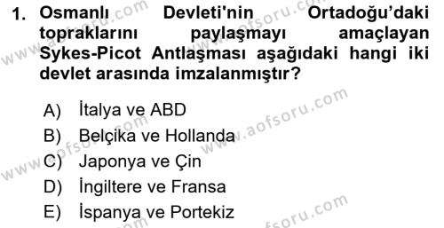 Türkiye Cumhuriyeti Siyasî Tarihi Dersi 2021 - 2022 Yılı Yaz Okulu Sınavı 1. Soru