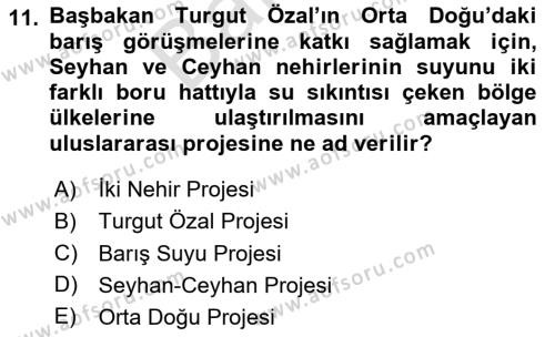 Türkiye Cumhuriyeti Siyasî Tarihi Dersi 2023 - 2024 Yılı (Final) Dönem Sonu Sınavı 11. Soru