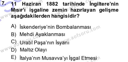 Osmanlı Tarihi (1876–1918) Dersi 2013 - 2014 Yılı (Final) Dönem Sonu Sınavı 7. Soru
