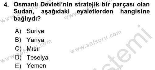 Osmanlı Tarihi (1876–1918) Dersi 2021 - 2022 Yılı (Final) Dönem Sonu Sınavı 4. Soru