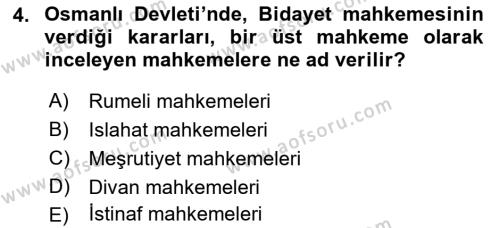 Osmanlı Tarihi (1876–1918) Dersi 2022 - 2023 Yılı (Vize) Ara Sınavı 4. Soru