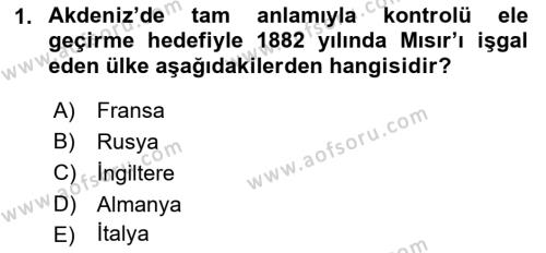 Osmanlı Tarihi (1876–1918) Dersi 2022 - 2023 Yılı (Final) Dönem Sonu Sınavı 1. Soru