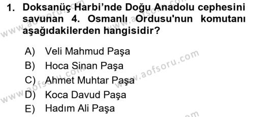 Osmanlı Tarihi (1876–1918) Dersi 2022 - 2023 Yılı Yaz Okulu Sınavı 1. Soru