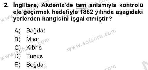 Osmanlı Tarihi (1876–1918) Dersi 2022 - 2023 Yılı Yaz Okulu Sınavı 2. Soru