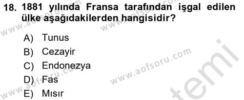 Osmanlı Tarihi (1876–1918) Dersi 2023 - 2024 Yılı (Vize) Ara Sınavı 18. Soru