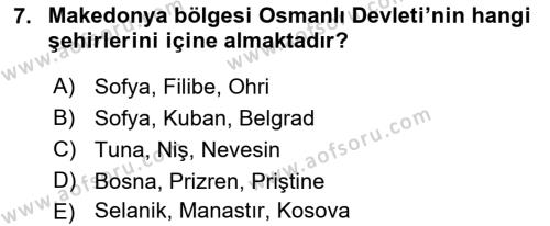 Osmanlı Tarihi (1876–1918) Dersi 2023 - 2024 Yılı (Final) Dönem Sonu Sınavı 7. Soru