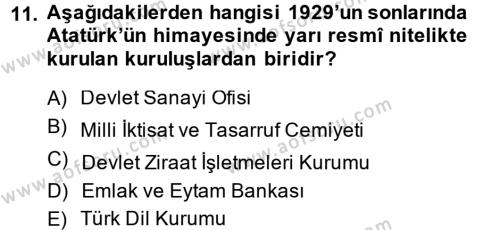 Türkiye Cumhuriyeti İktisat Tarihi Dersi 2013 - 2014 Yılı (Vize) Ara Sınavı 11. Soru