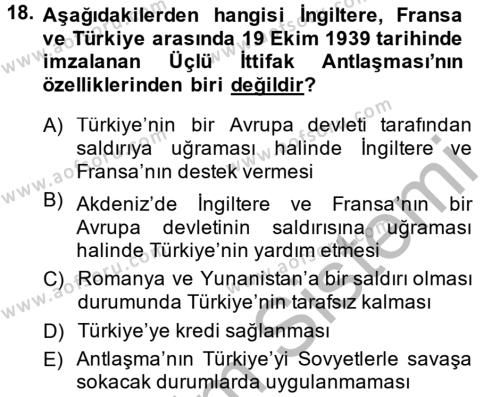 Türkiye Cumhuriyeti İktisat Tarihi Dersi 2013 - 2014 Yılı (Vize) Ara Sınavı 18. Soru