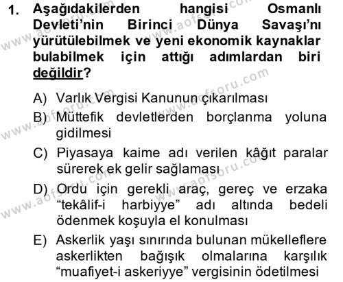 Türkiye Cumhuriyeti İktisat Tarihi Dersi 2013 - 2014 Yılı (Final) Dönem Sonu Sınavı 1. Soru