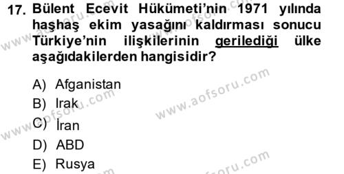 Türkiye Cumhuriyeti İktisat Tarihi Dersi 2013 - 2014 Yılı (Final) Dönem Sonu Sınavı 17. Soru