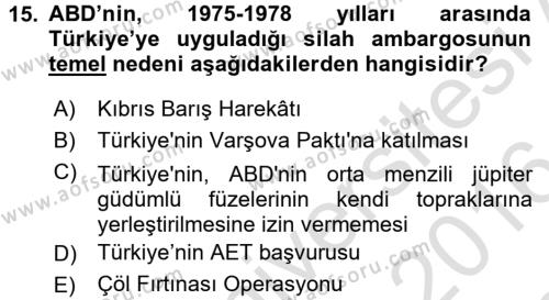 Türkiye Cumhuriyeti İktisat Tarihi Dersi 2015 - 2016 Yılı (Final) Dönem Sonu Sınavı 15. Soru