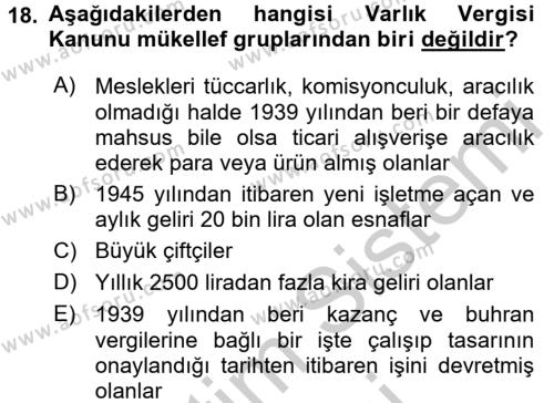 Türkiye Cumhuriyeti İktisat Tarihi Dersi 2016 - 2017 Yılı (Vize) Ara Sınavı 18. Soru