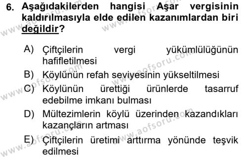 Türkiye Cumhuriyeti İktisat Tarihi Dersi 2017 - 2018 Yılı (Vize) Ara Sınavı 6. Soru