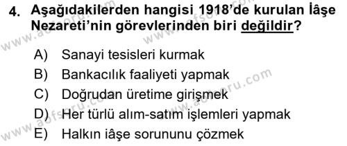 Türkiye Cumhuriyeti İktisat Tarihi Dersi 2021 - 2022 Yılı (Vize) Ara Sınavı 4. Soru
