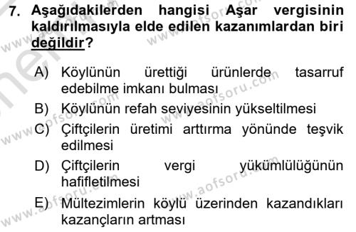 Türkiye Cumhuriyeti İktisat Tarihi Dersi 2021 - 2022 Yılı (Vize) Ara Sınavı 7. Soru