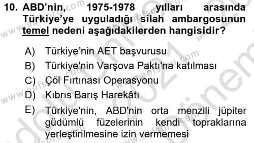 Türkiye Cumhuriyeti İktisat Tarihi Dersi 2021 - 2022 Yılı (Final) Dönem Sonu Sınavı 10. Soru