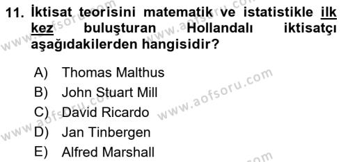Türkiye Cumhuriyeti İktisat Tarihi Dersi 2021 - 2022 Yılı Yaz Okulu Sınavı 11. Soru