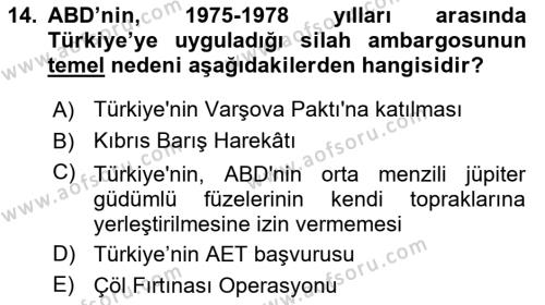 Türkiye Cumhuriyeti İktisat Tarihi Dersi 2021 - 2022 Yılı Yaz Okulu Sınavı 14. Soru
